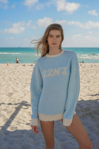 22NJ Creator Director Of Excuses Baby Blue Unisex Mohair Sweater