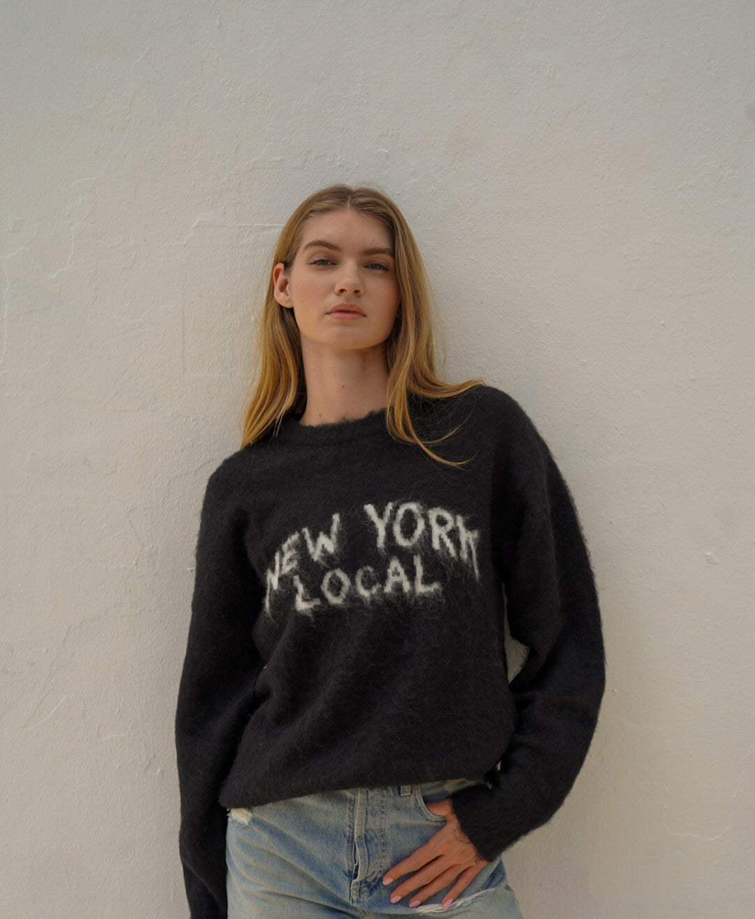 22NJ New York Local black Unisex Mohair Sweater