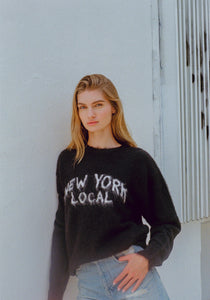 22NJ New York Local black Unisex Mohair Sweater