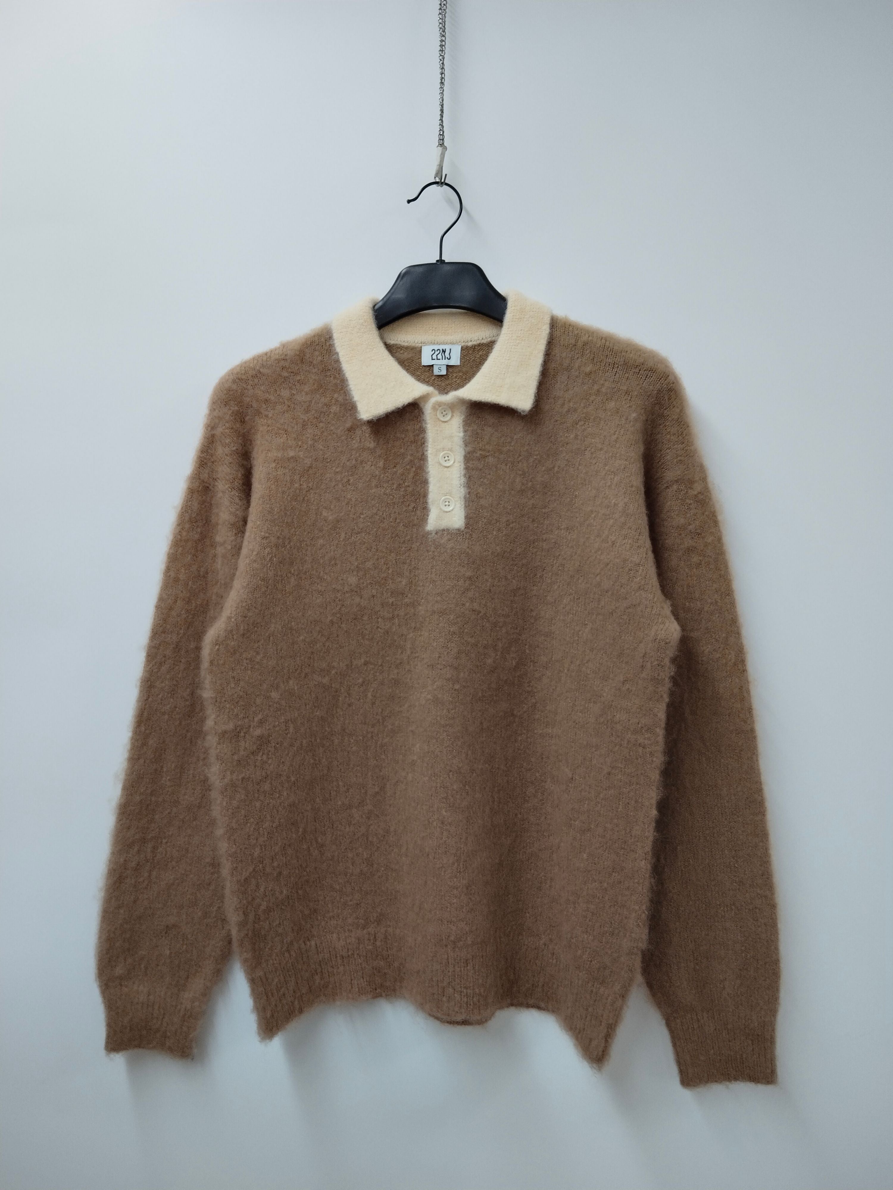 22NJ Brown Polo Mohair Unisex Sweater