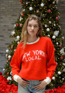 22NJ New York Local Christmas Edition Red Unisex Mohair Sweater