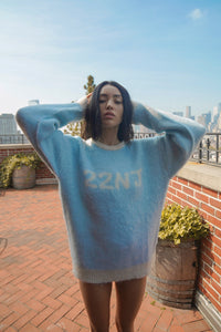 22NJ Creator Director Of Excuses Baby Blue Unisex Mohair Sweater