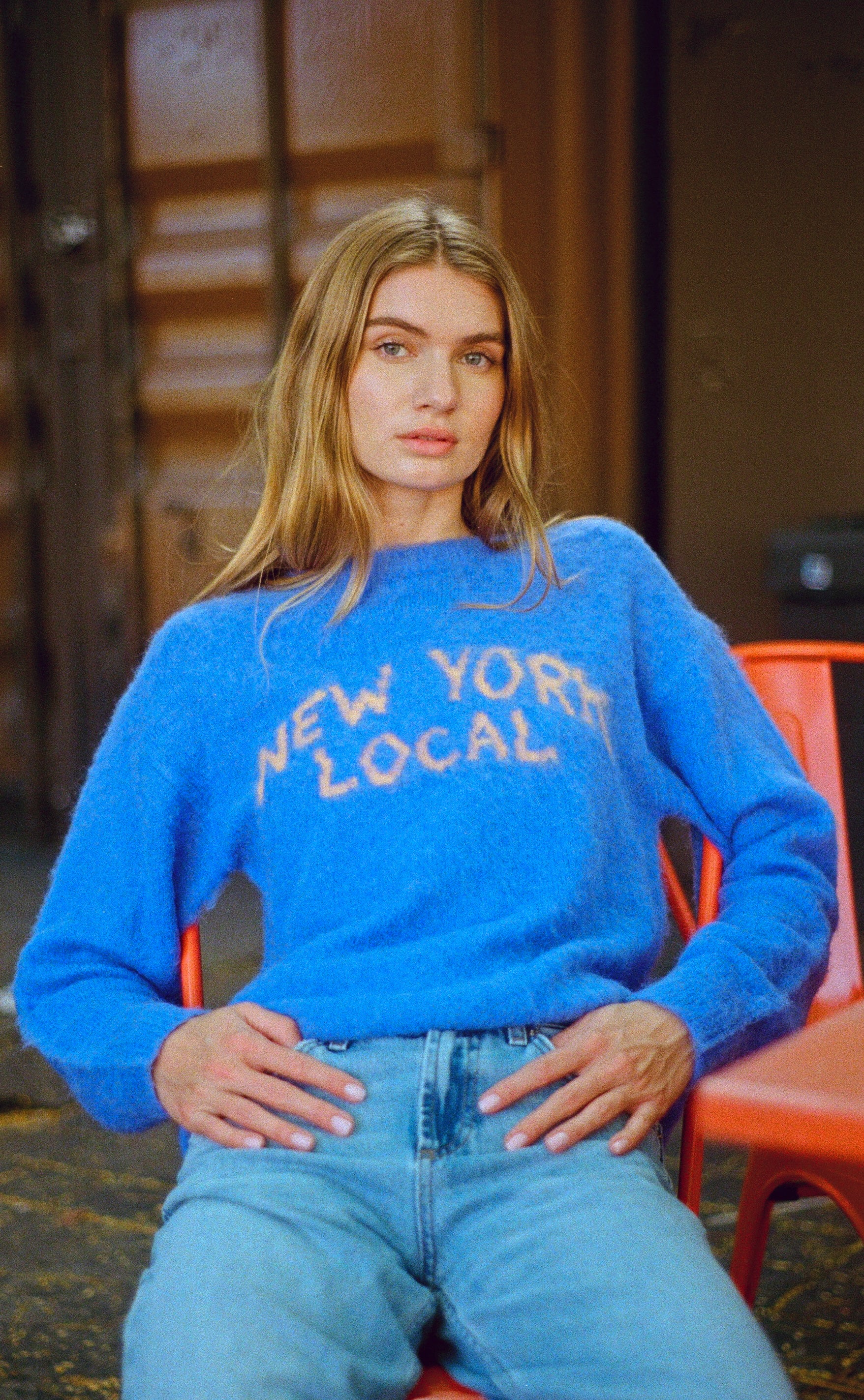 22NJ New York Local Blue Unisex Mohair Sweater