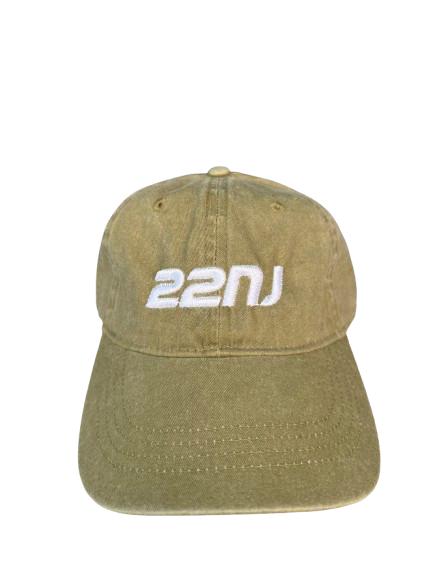 22NJ Olive Green Washed Cotton Cap