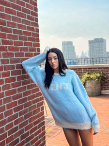 22NJ Creator Director Of Excuses Baby Blue Unisex Mohair Sweater