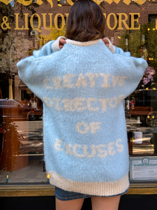 22NJ Creator Director Of Excuses Baby Blue Unisex Mohair Sweater