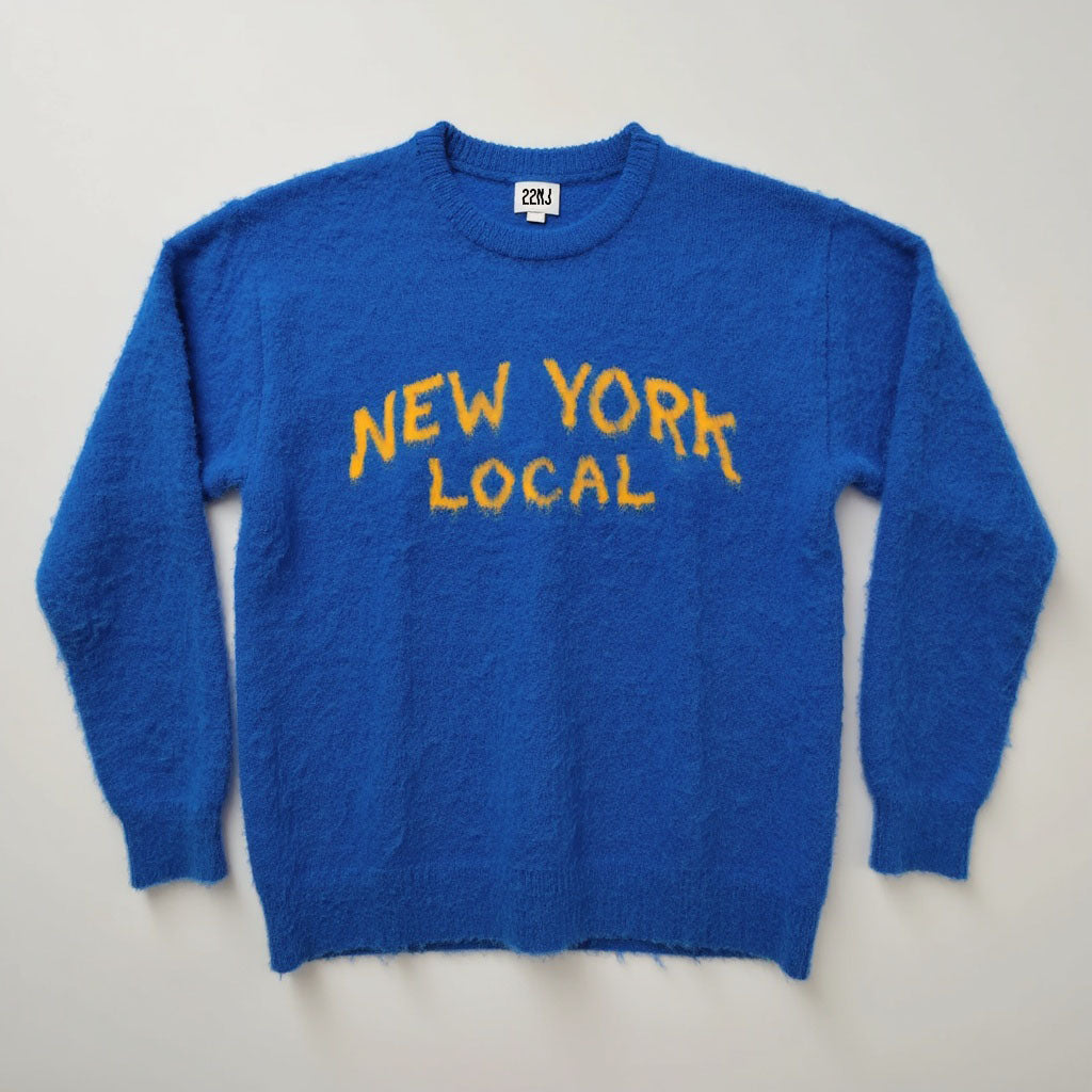 22NJ New York Local Blue Unisex Mohair Sweater