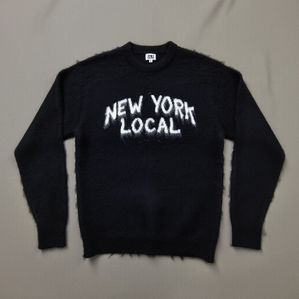 22NJ New York Local black Unisex Mohair Sweater