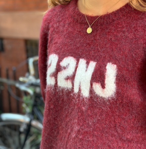 22NJ Burgundy Unisex Mohair Sweater