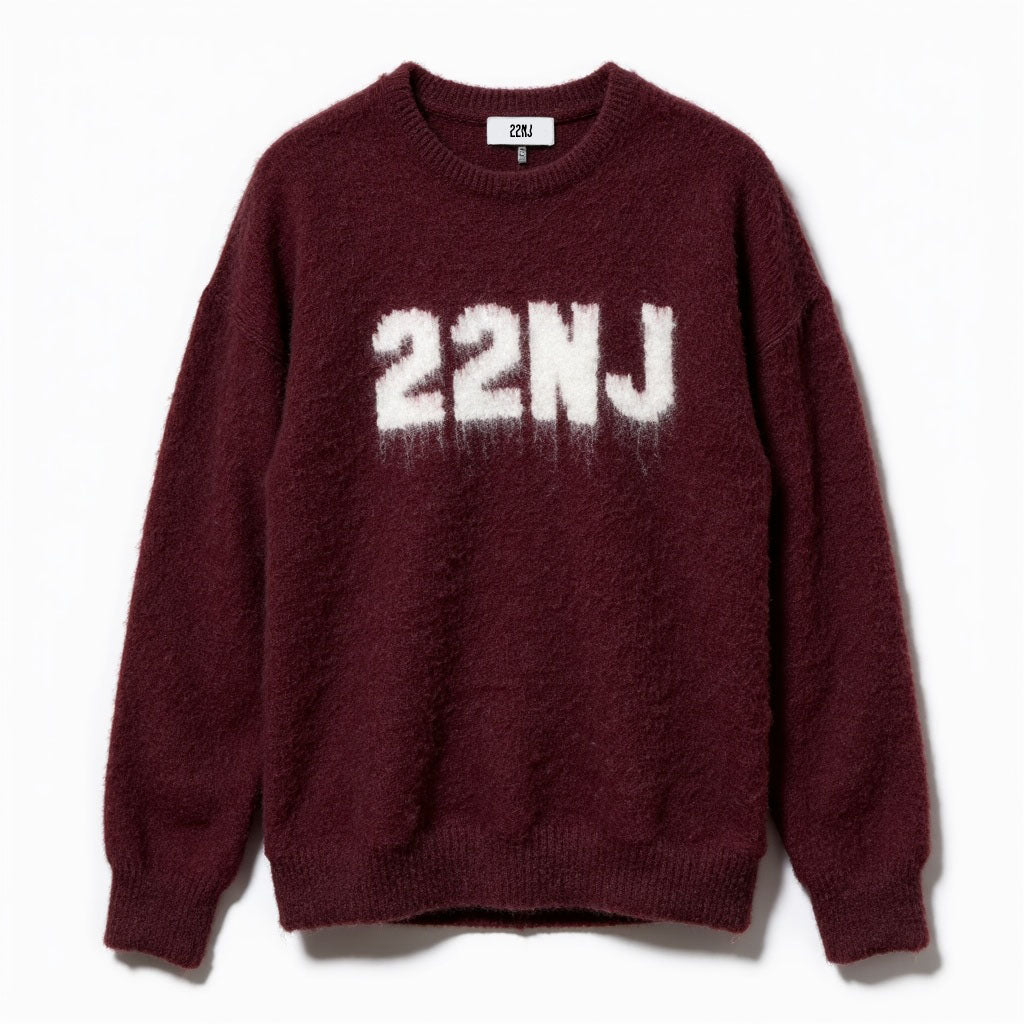 22NJ Burgundy Unisex Mohair Sweater