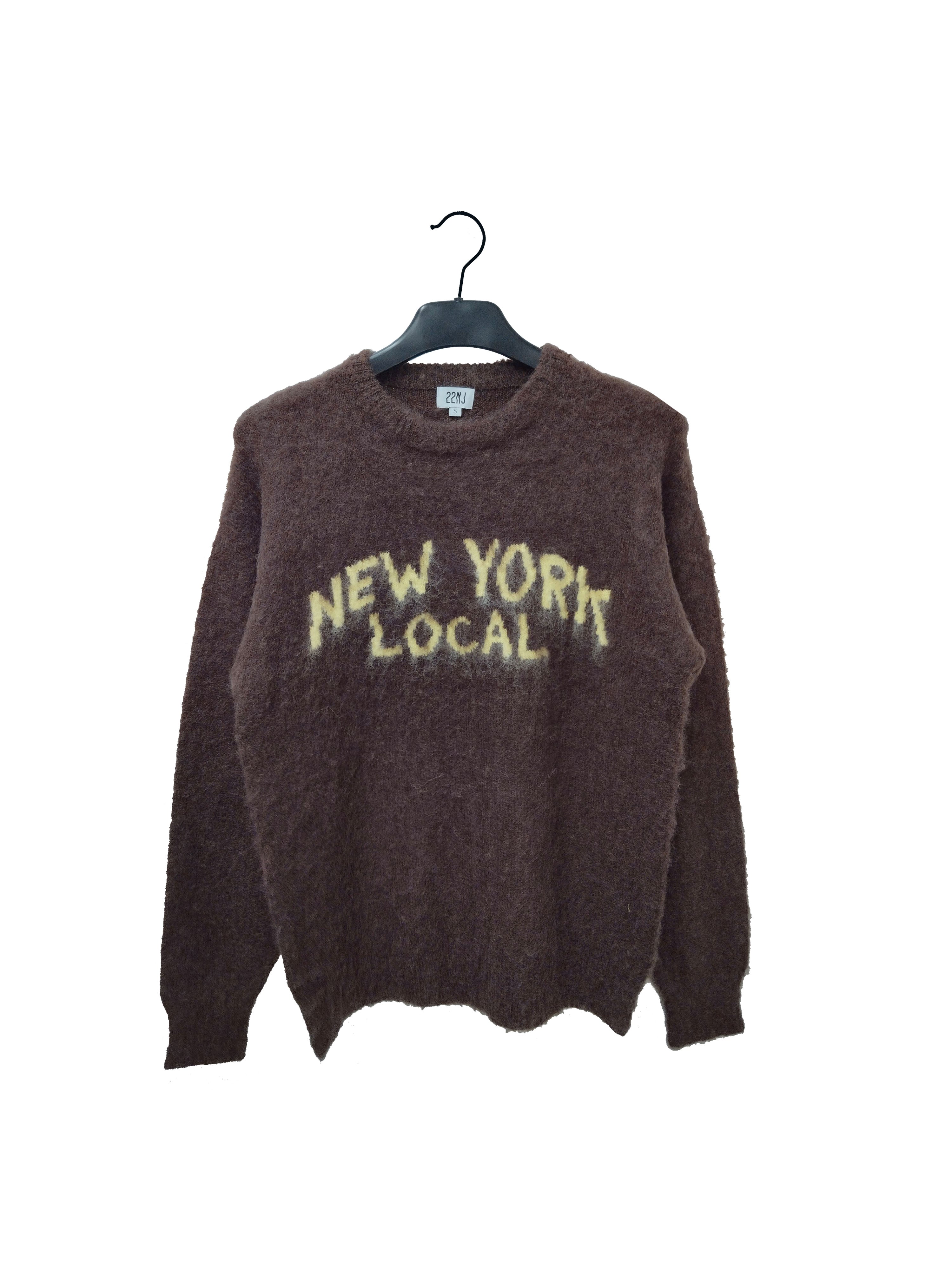 22NJ New York Local Dark Brown Unisex Mohair Sweater